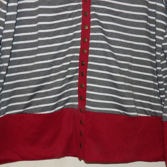 Hipster Rown Gray White Red Many Snaps Cardigan Sz 2XL - Picture 3 of 6